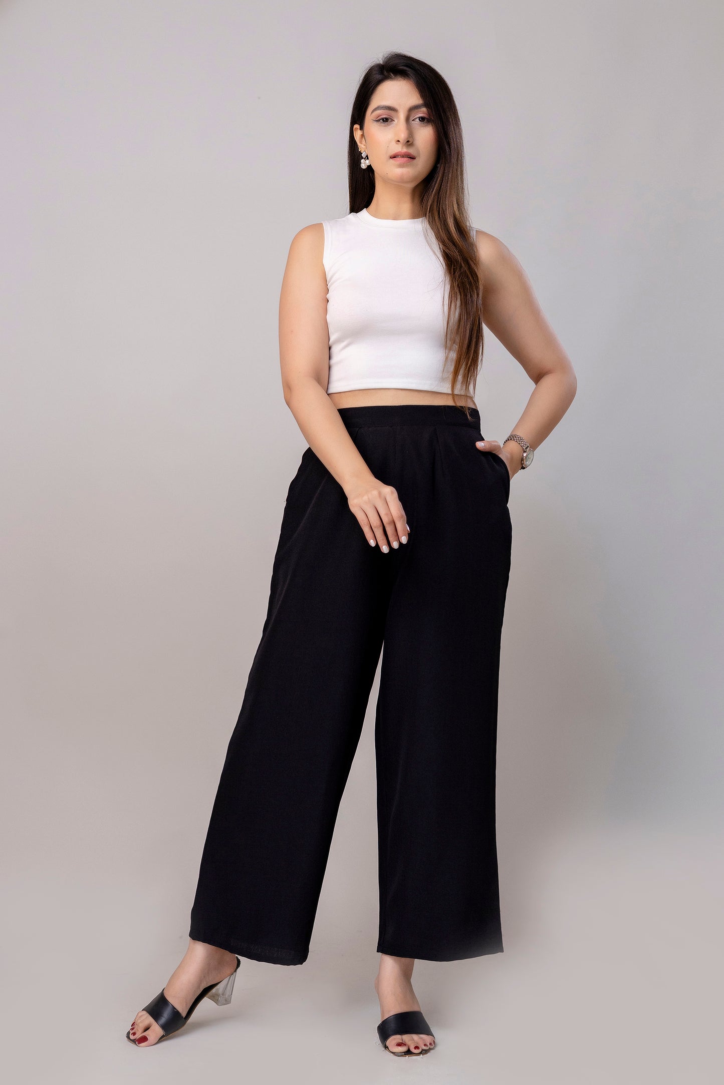 Women Black Wide Leg Pant