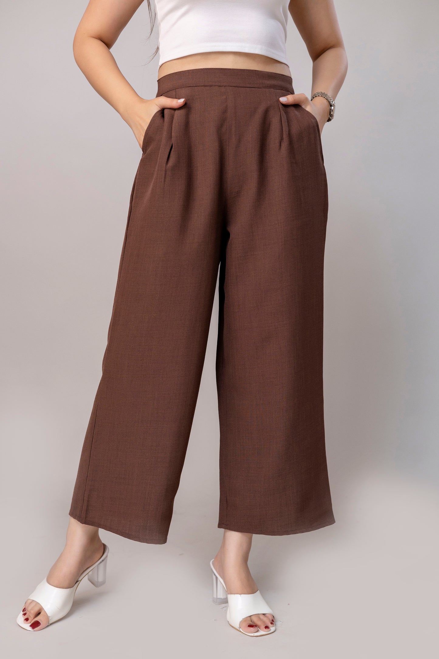 Women Brown Wide Leg Pant