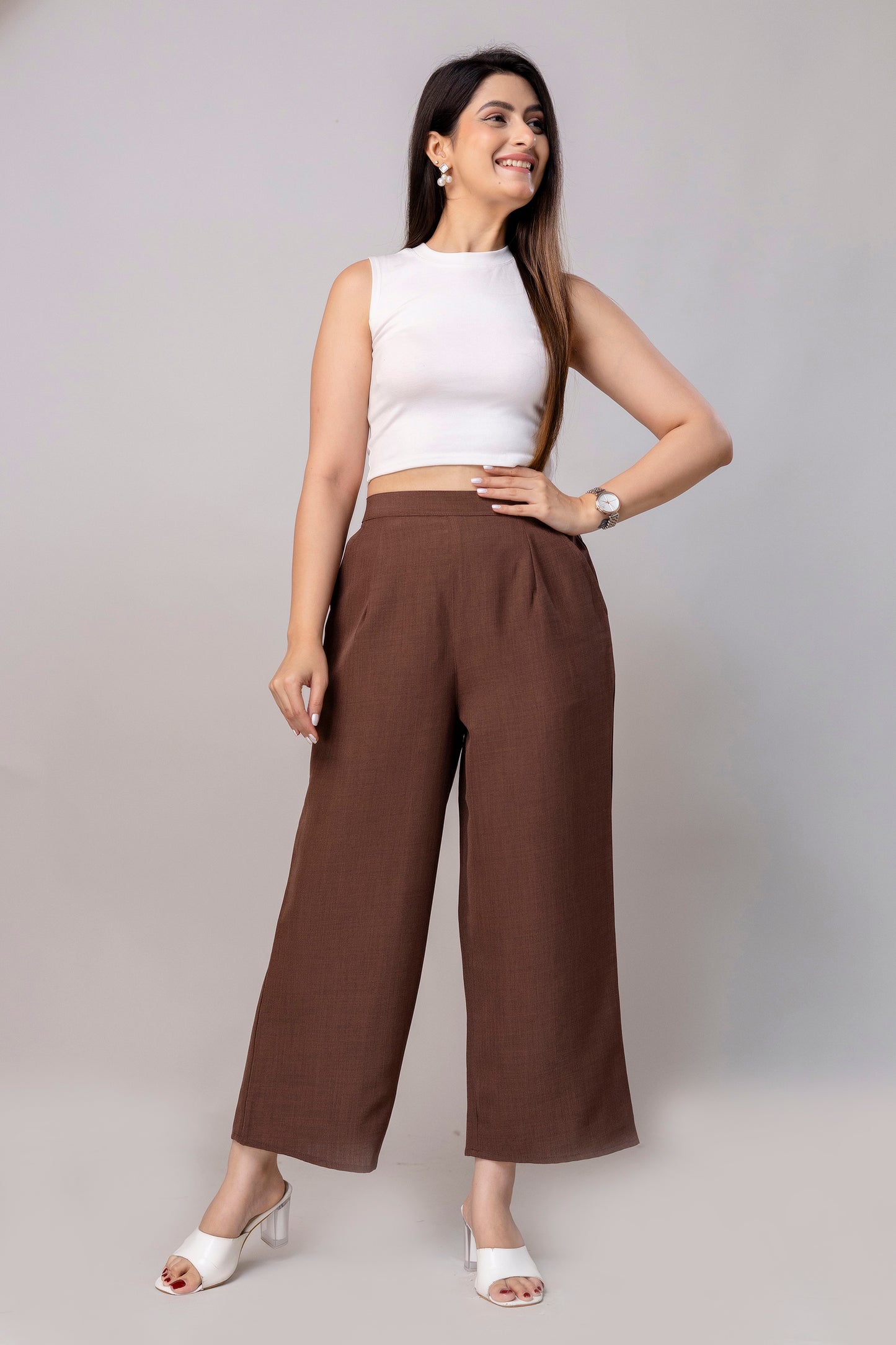 Women Brown Wide Leg Pant