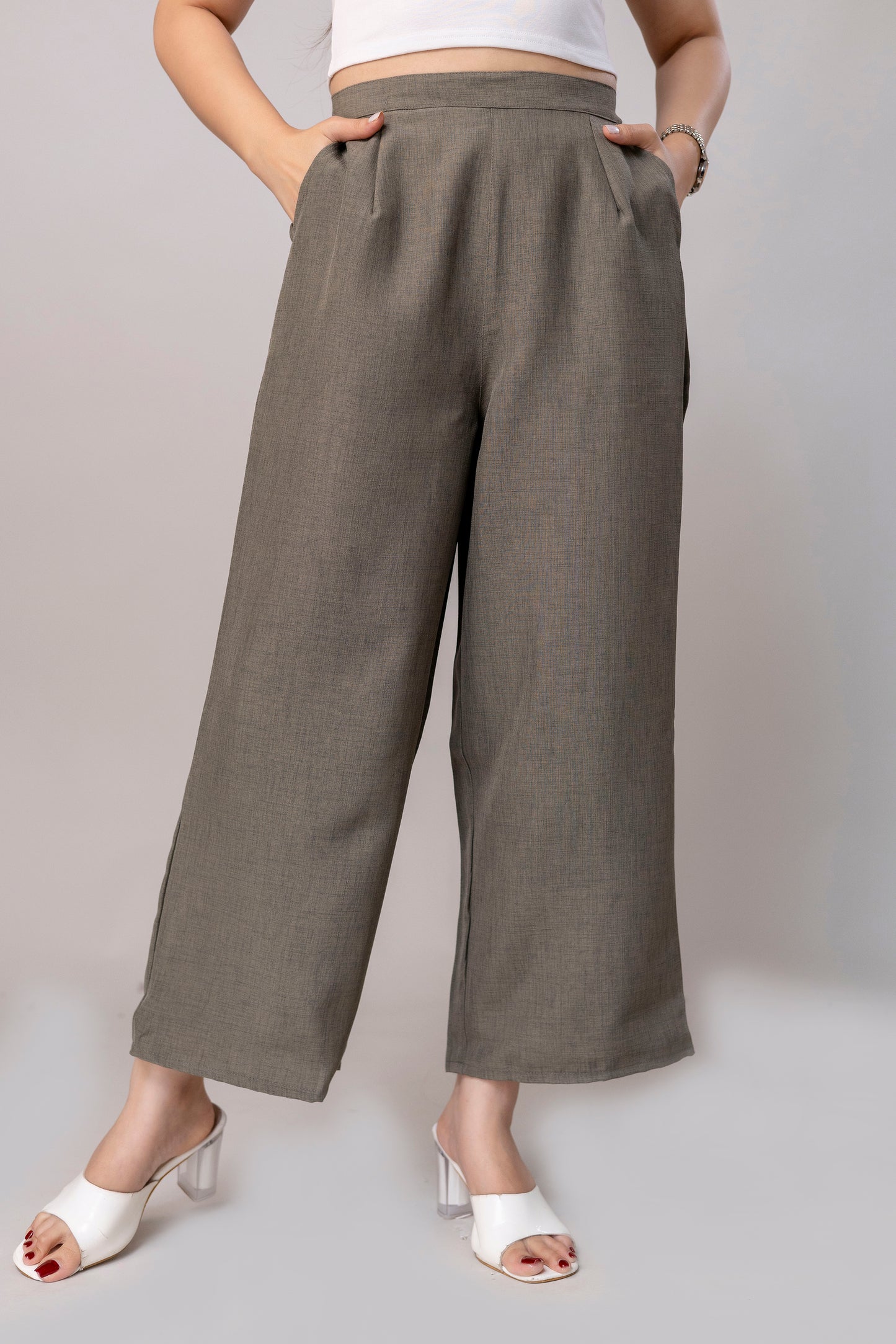 Women Grey Wide Leg Pant