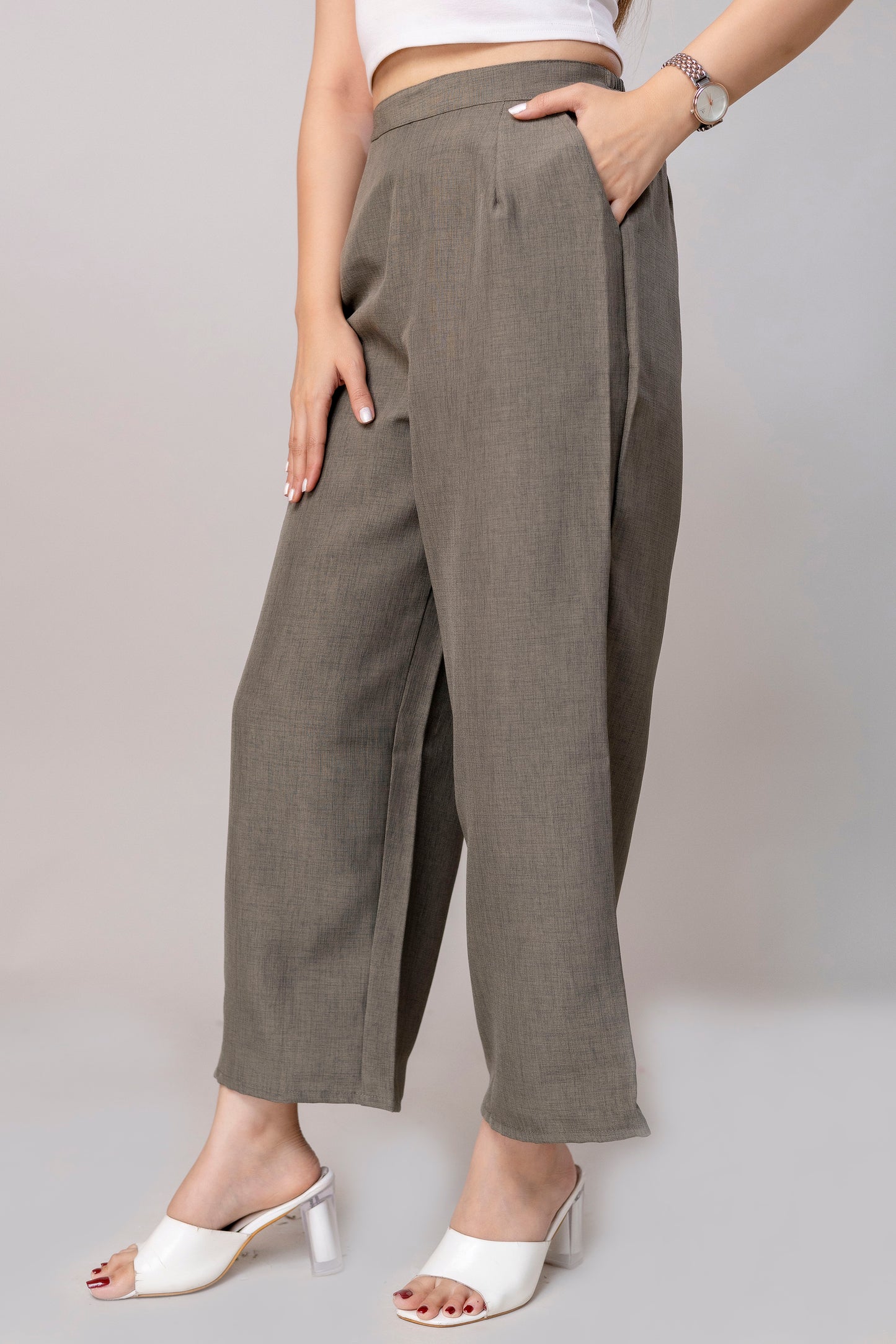 Women Grey Wide Leg Pant