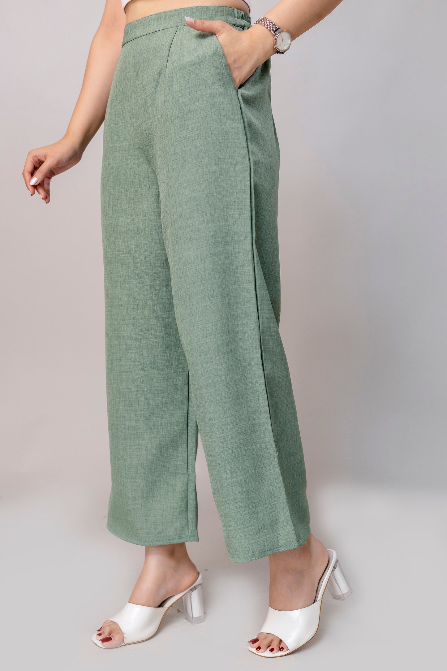 Women Green Wide Leg Pant