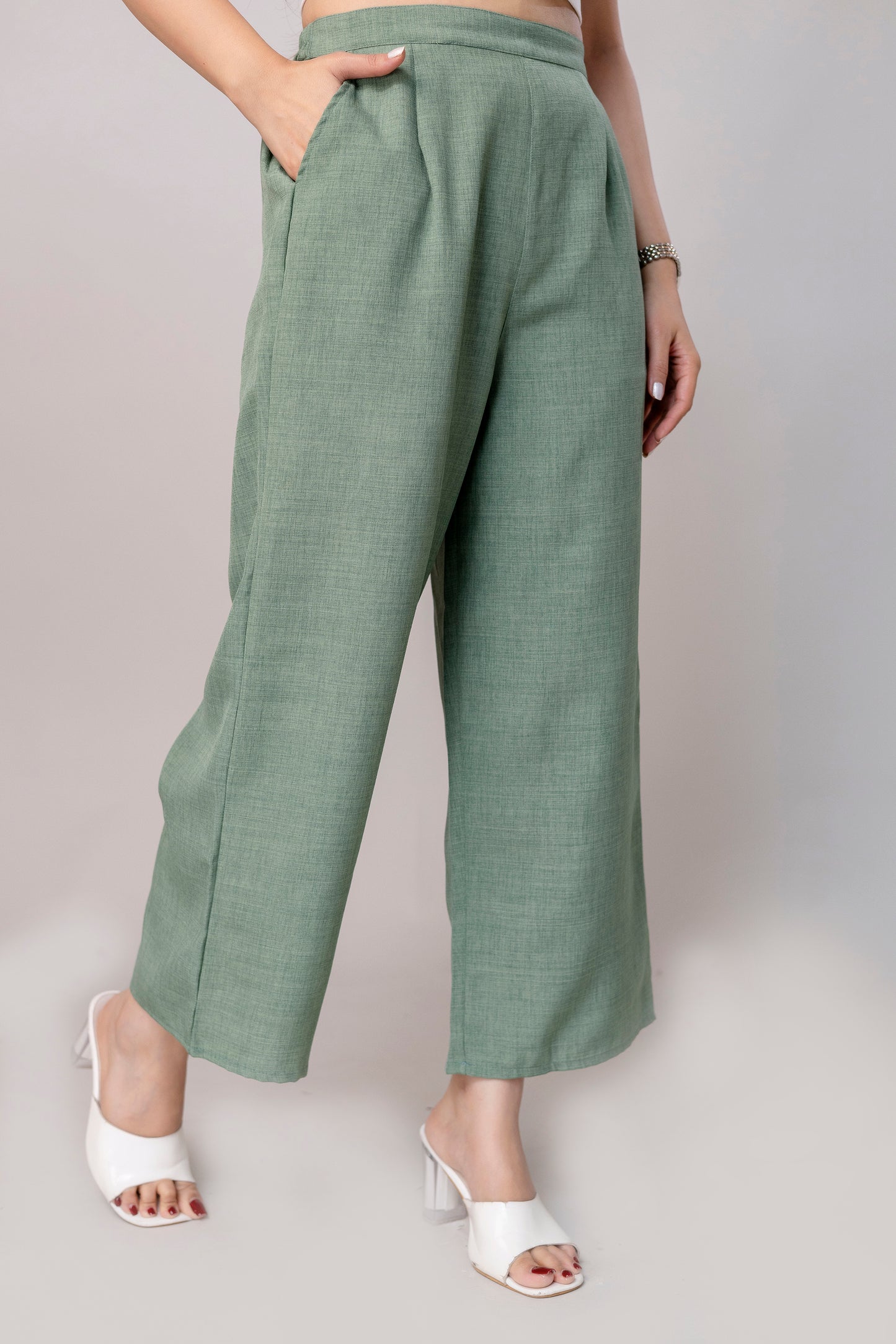 Women Green Wide Leg Pant