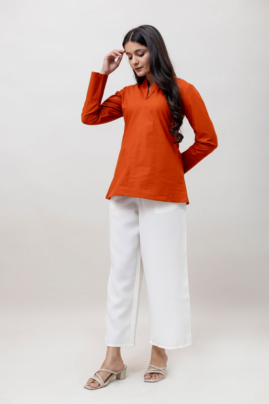 Cotton Classic Orange Short Kurta