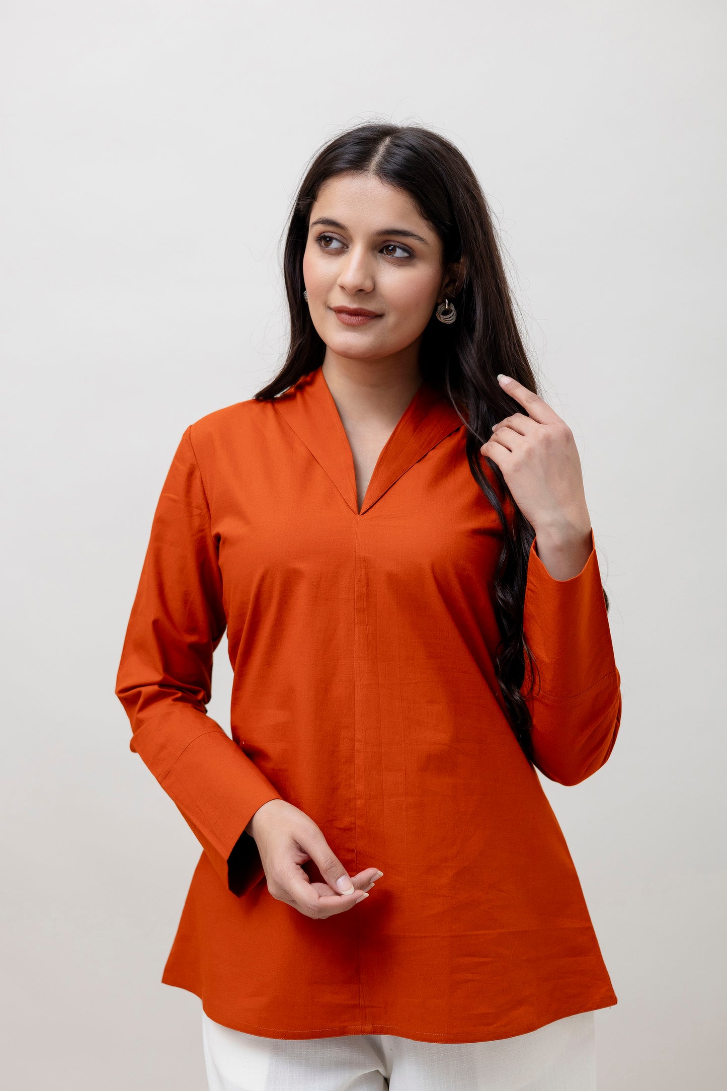 Cotton Classic Orange Short Kurta