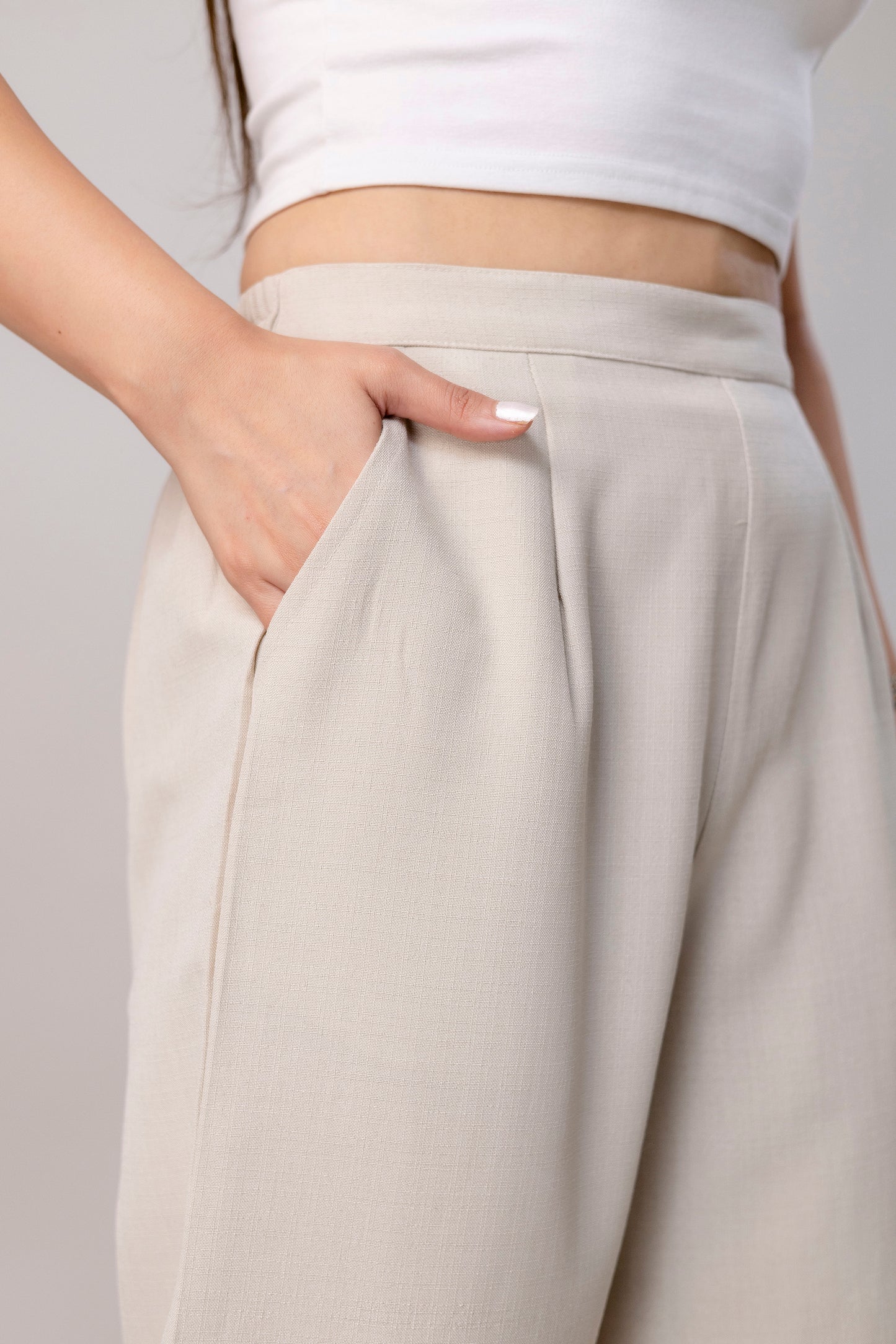 Women Beige Wide Leg Pant