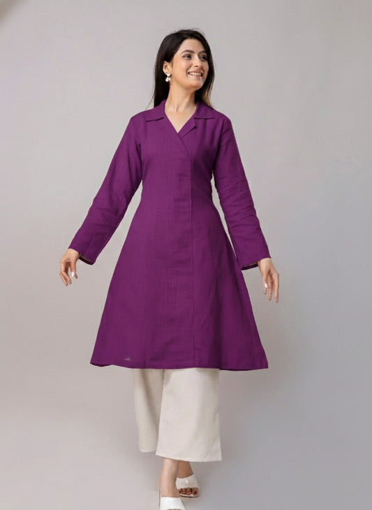 Cotton Classic Purple Long Kurta