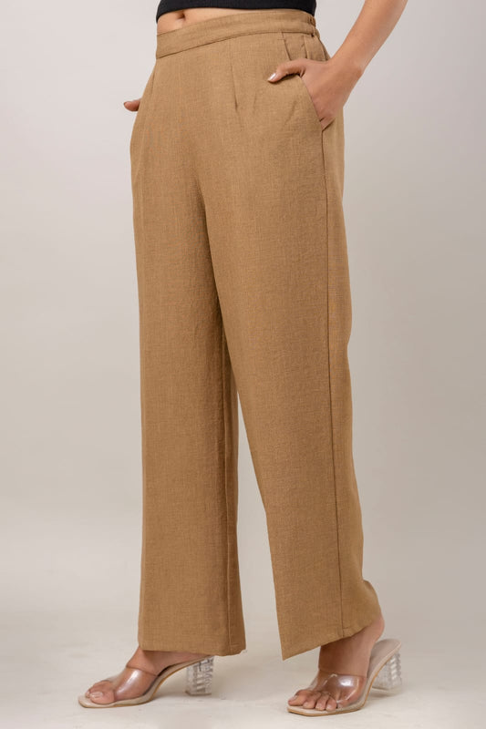 Women Coffee Brown Wide Leg Pant