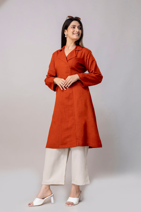 Cotton Classic Orange Long Kurta