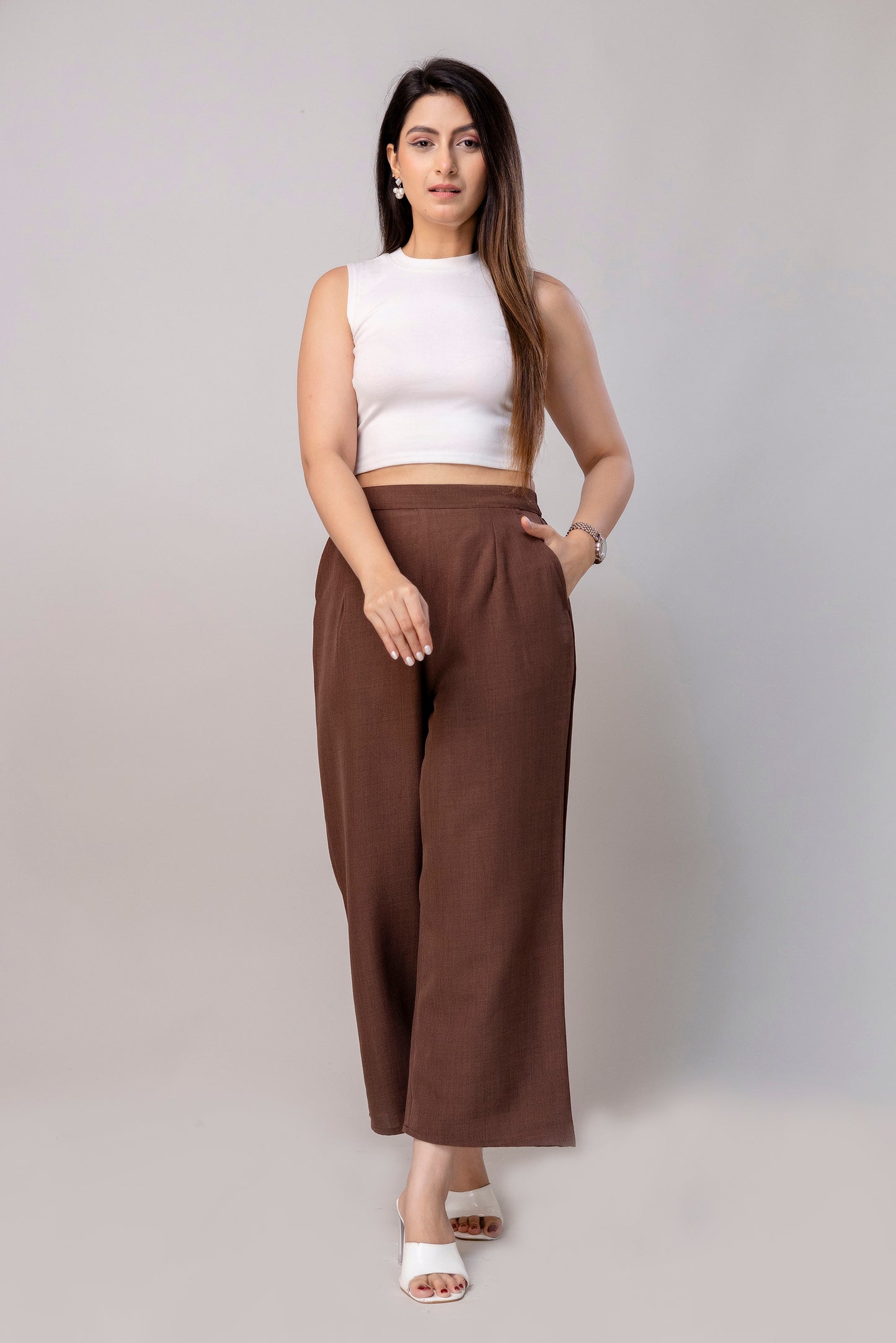Women Brown Wide Leg Pant