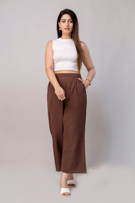 Women Brown Wide Leg Pant
