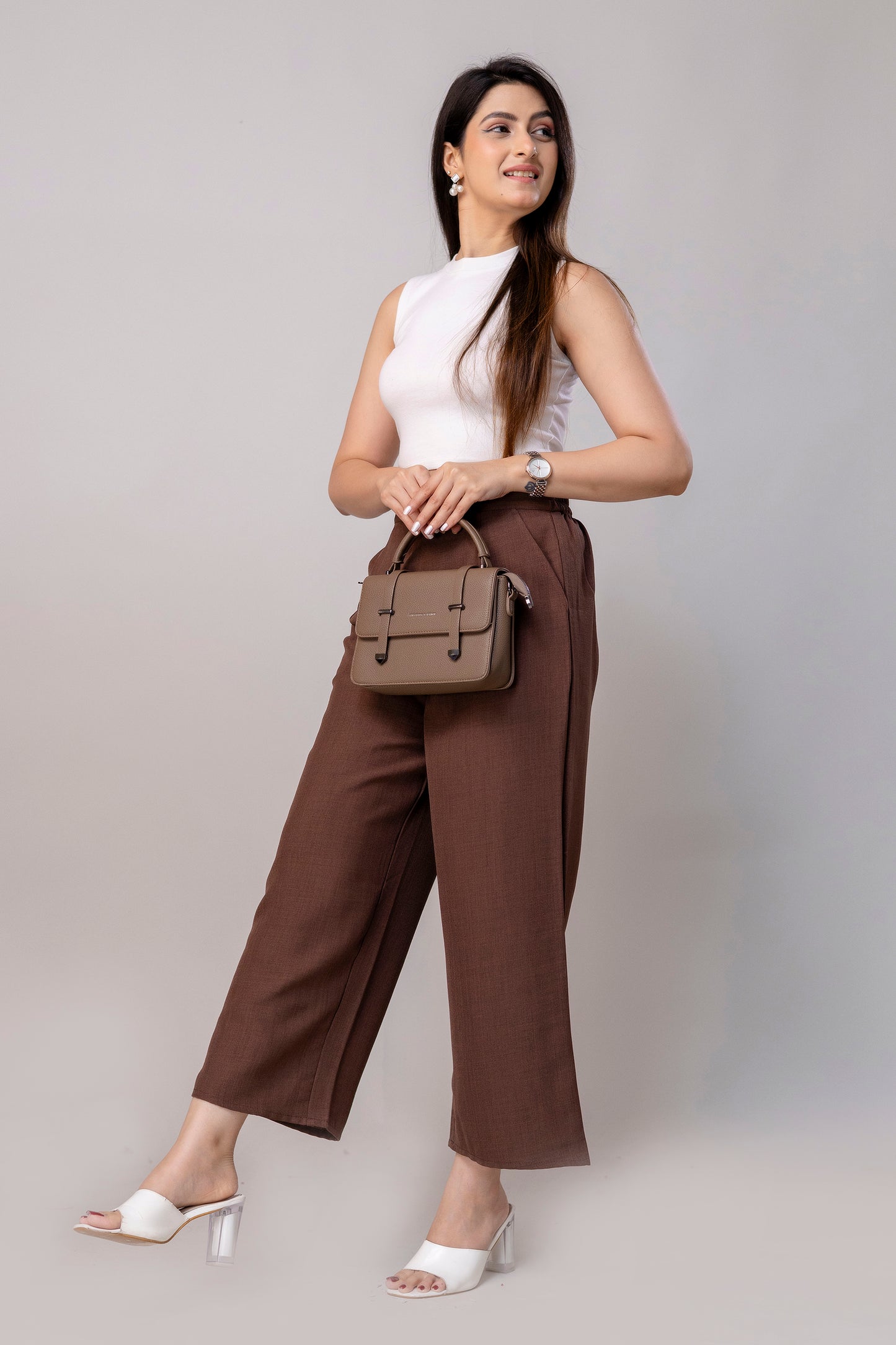 Women Brown Wide Leg Pant