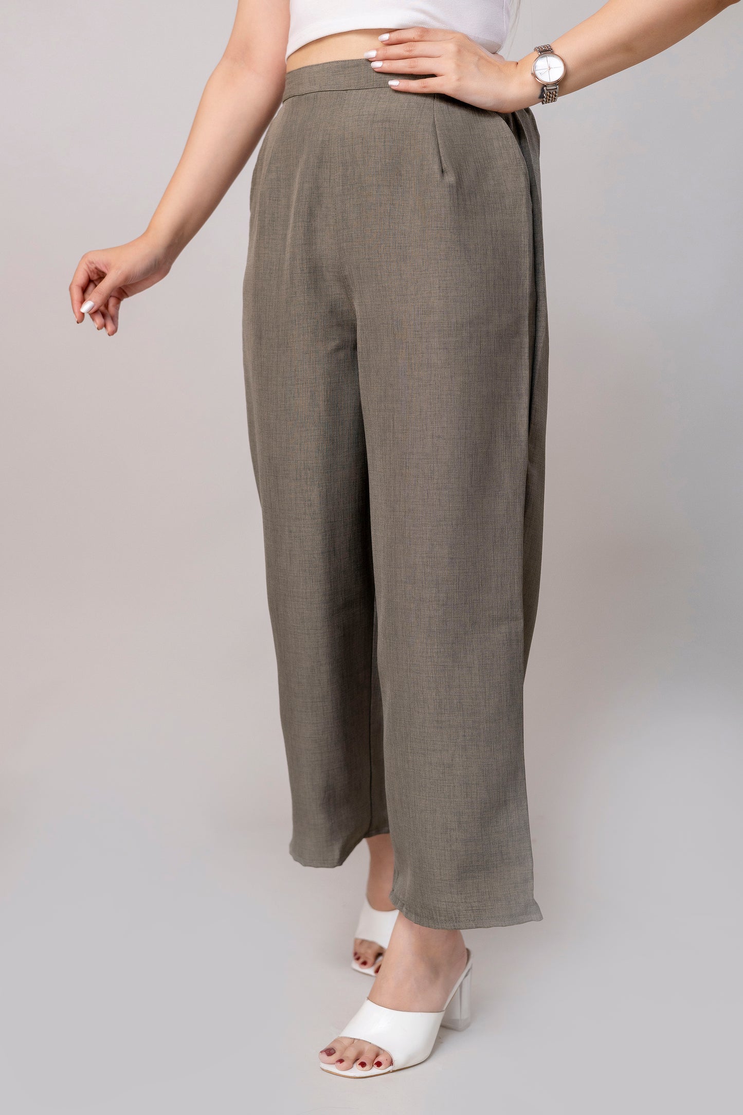 Women Grey Wide Leg Pant