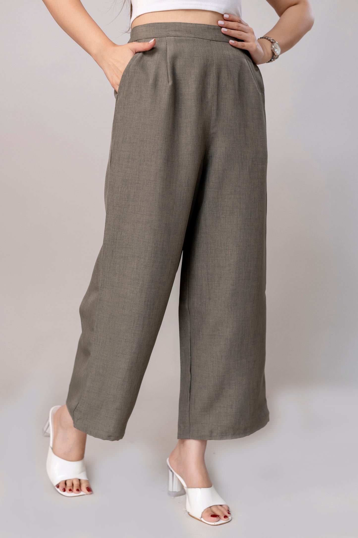 Women Grey Wide Leg Pant