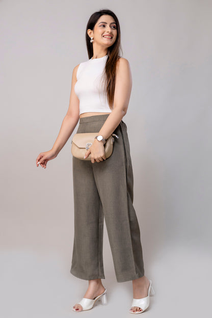 Women Grey Wide Leg Pant
