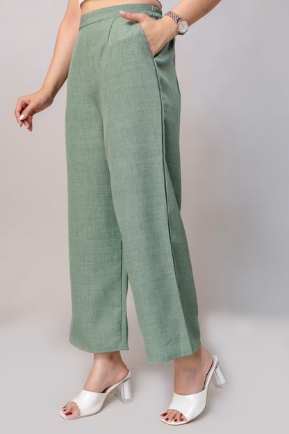 Women Green Wide Leg Pant
