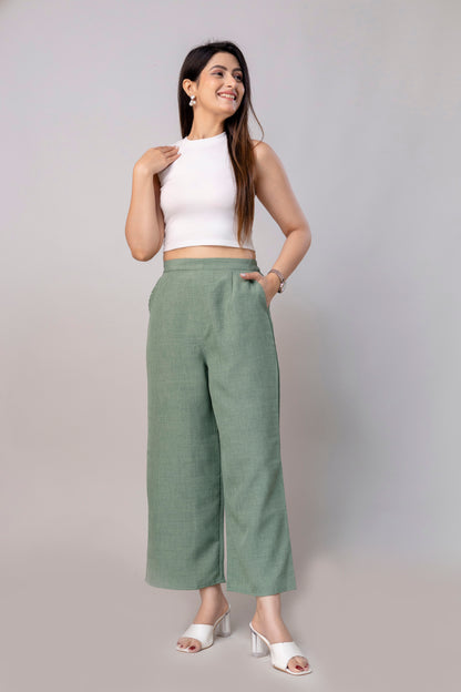 Women Green Wide Leg Pant