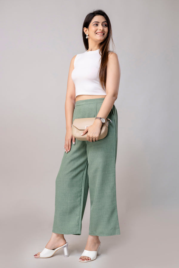 Women Green Wide Leg Pant