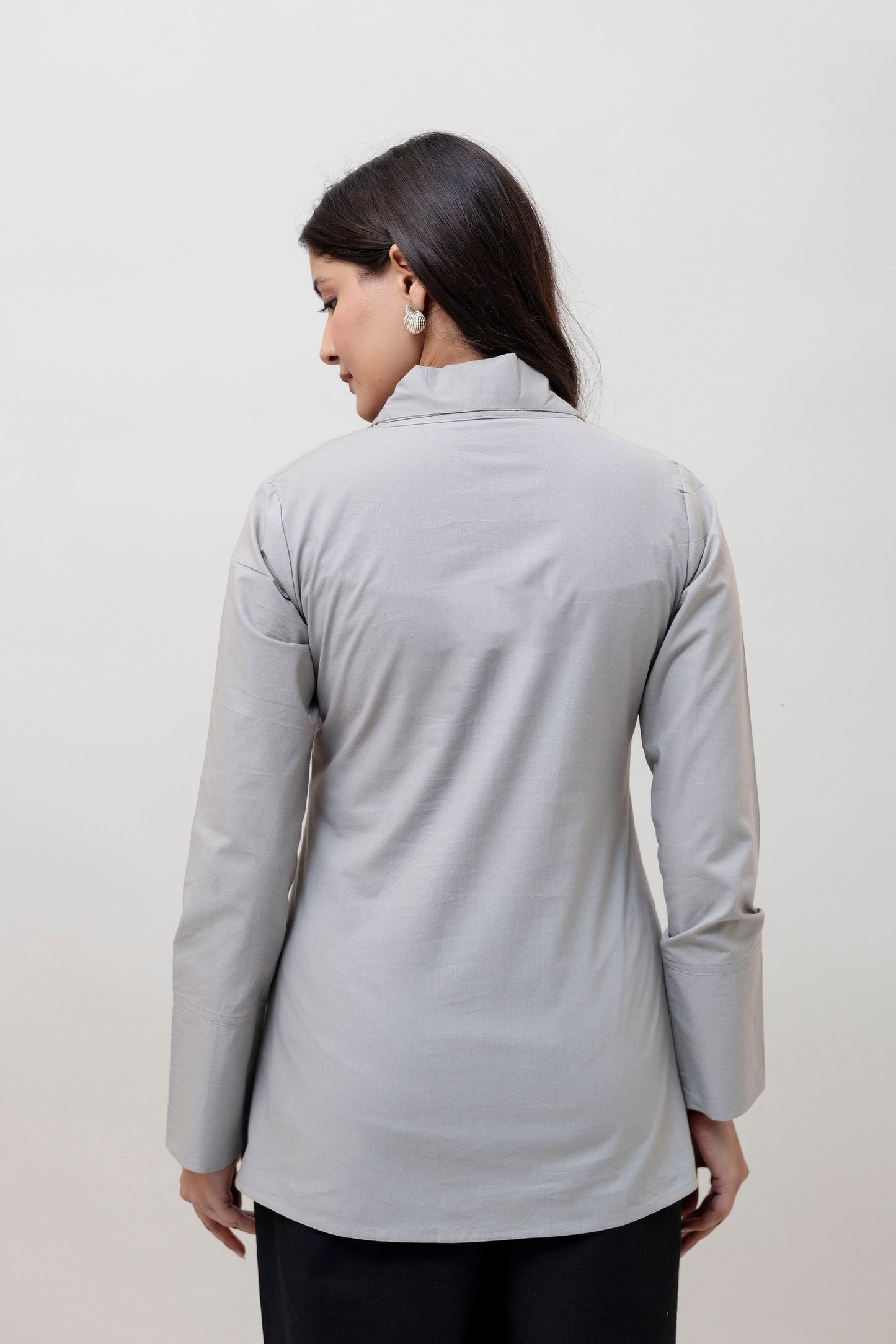 Cotton Classic Grey Short Kurta