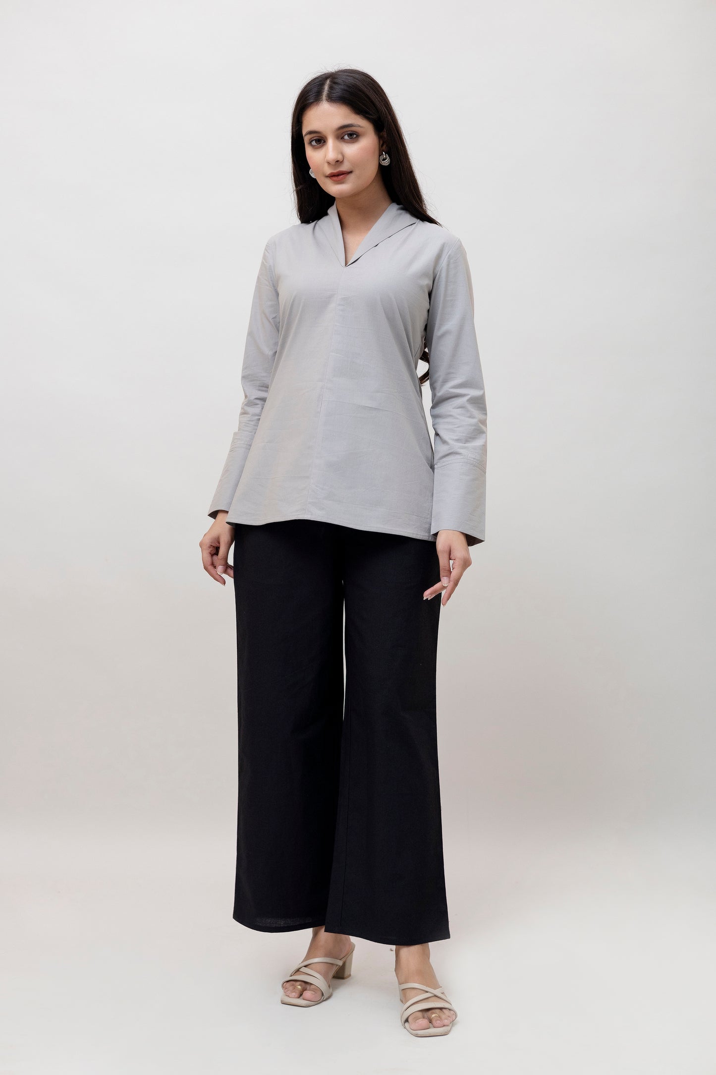 Cotton Classic Grey Short Kurta