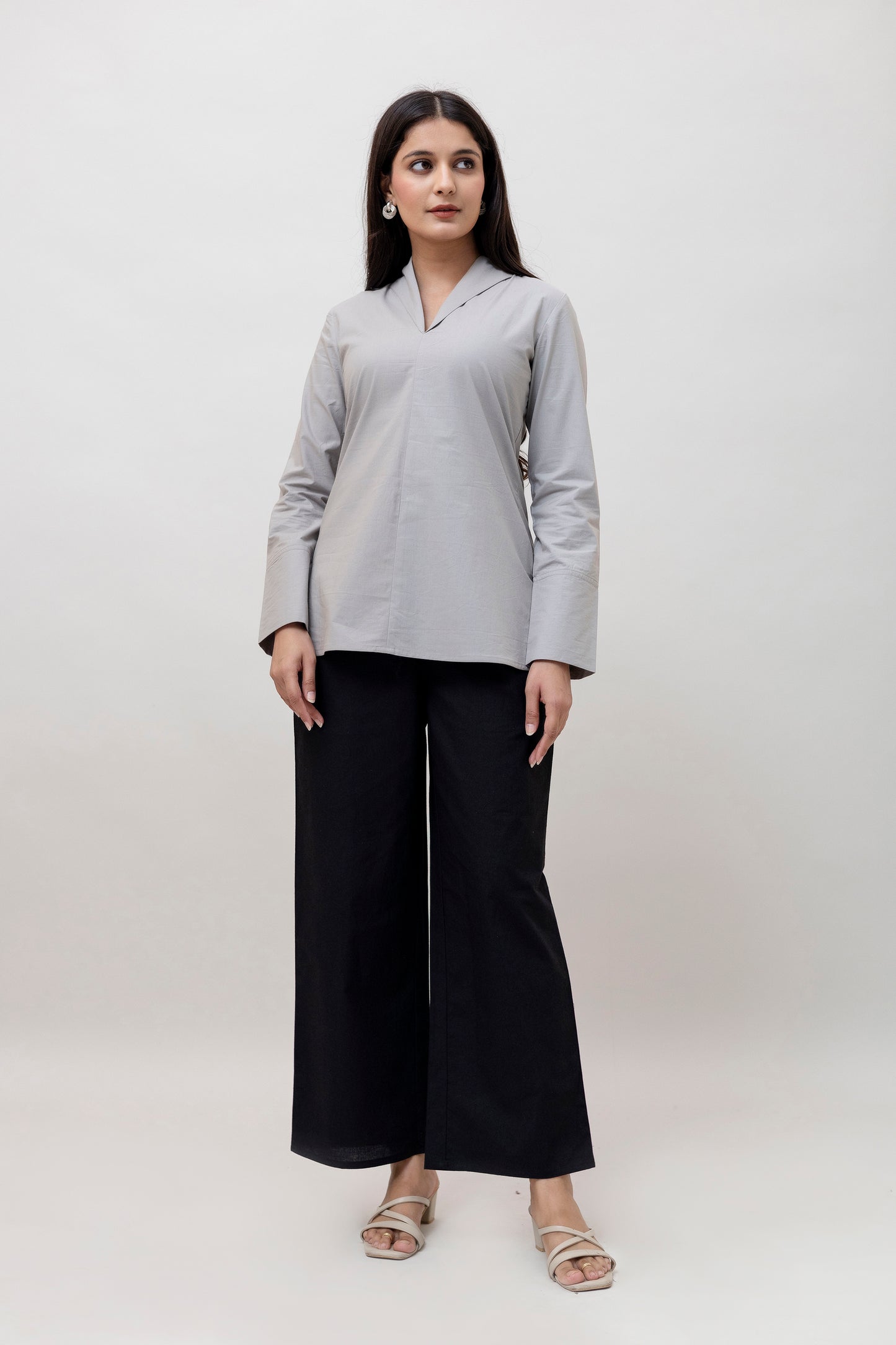 Cotton Classic Grey Short Kurta