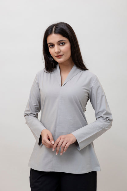 Cotton Classic Grey Short Kurta
