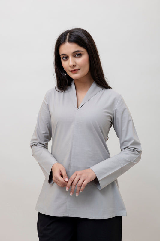 Cotton Classic Grey Short Kurta
