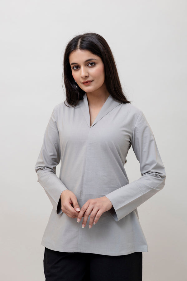 Cotton Classic Grey Short Kurta