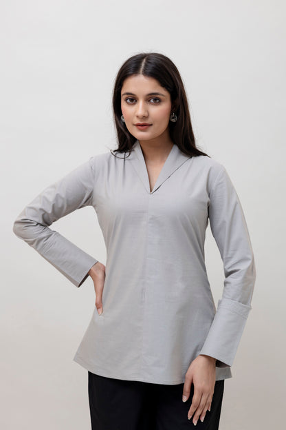 Cotton Classic Grey Short Kurta