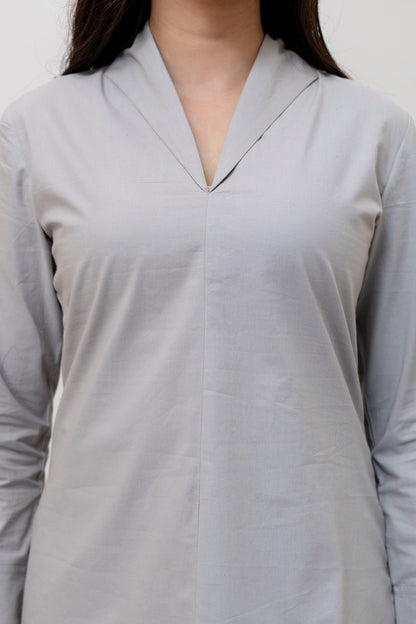 Cotton Classic Grey Short Kurta