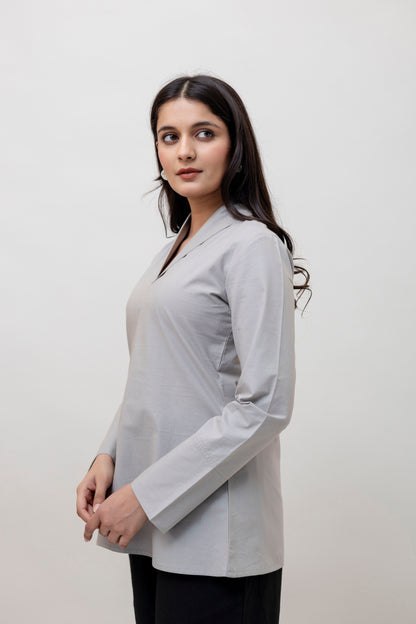 Cotton Classic Grey Short Kurta