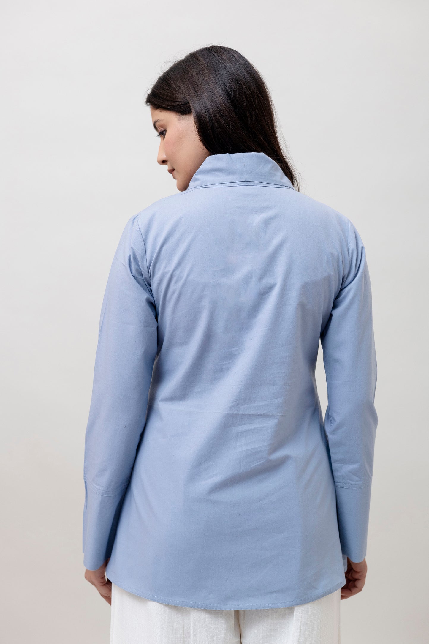 Cotton Classic Sky Blue Short Kurta