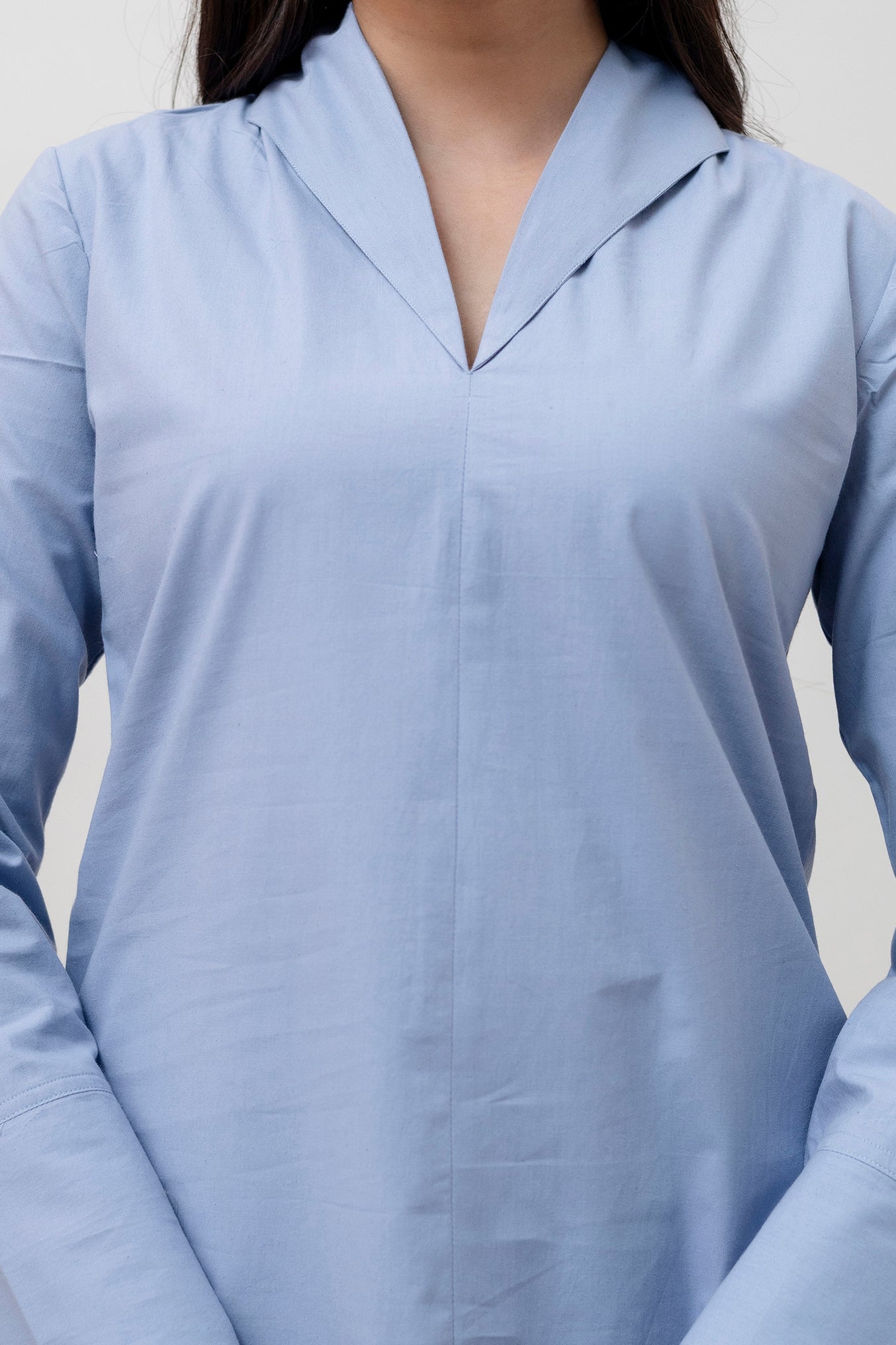 Cotton Classic Sky Blue Short Kurta