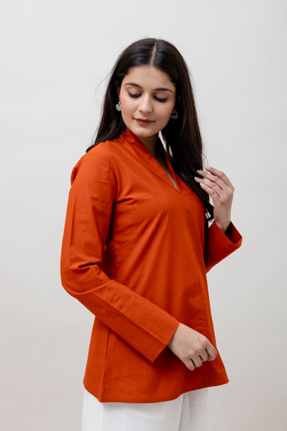 Cotton Classic Orange Short Kurta