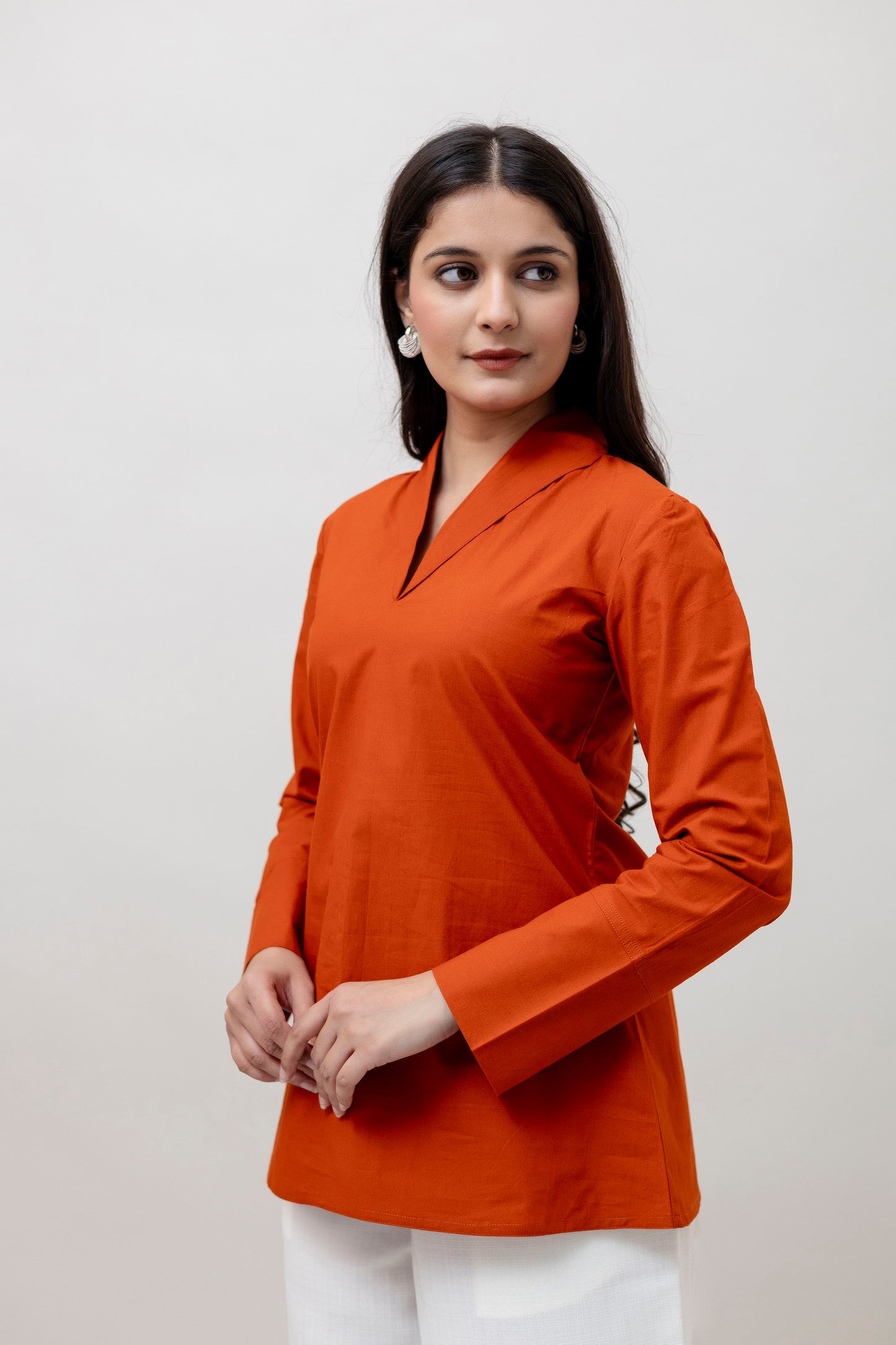Cotton Classic Orange Short Kurta