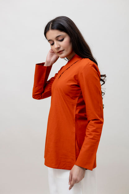 Cotton Classic Orange Short Kurta