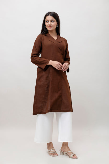 Cotton Classic Brown Long Kurta