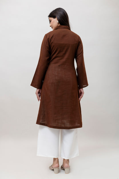 Cotton Classic Brown Long Kurta