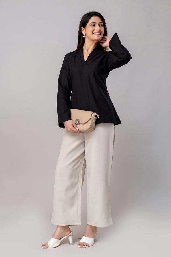 Cotton Classic Black Short Kurta