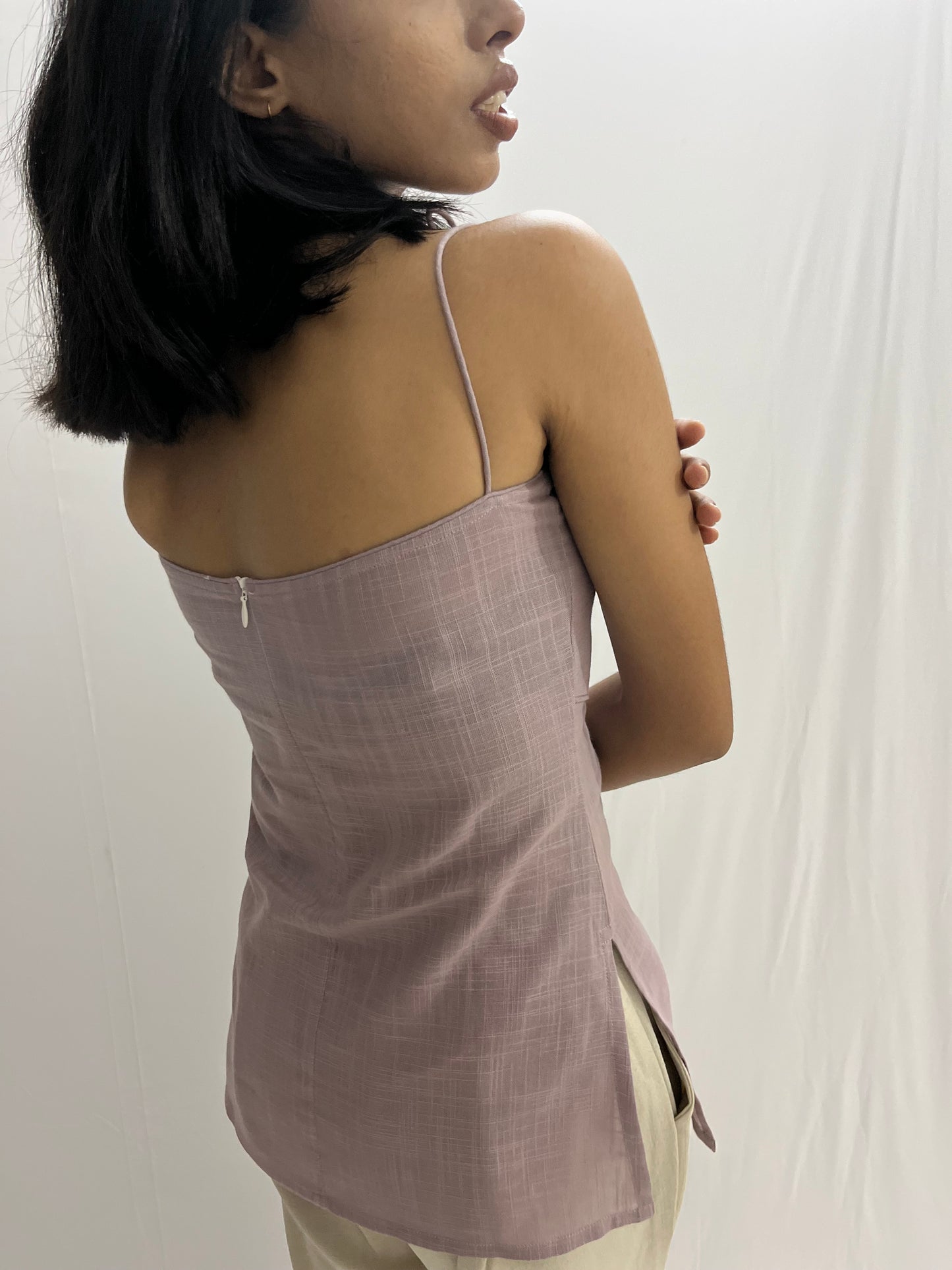 Elara - Mauve Cord Tie-Up Kurtis