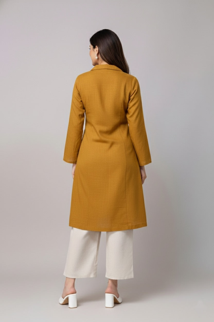 Cotton Classic Yellow Long Kurta