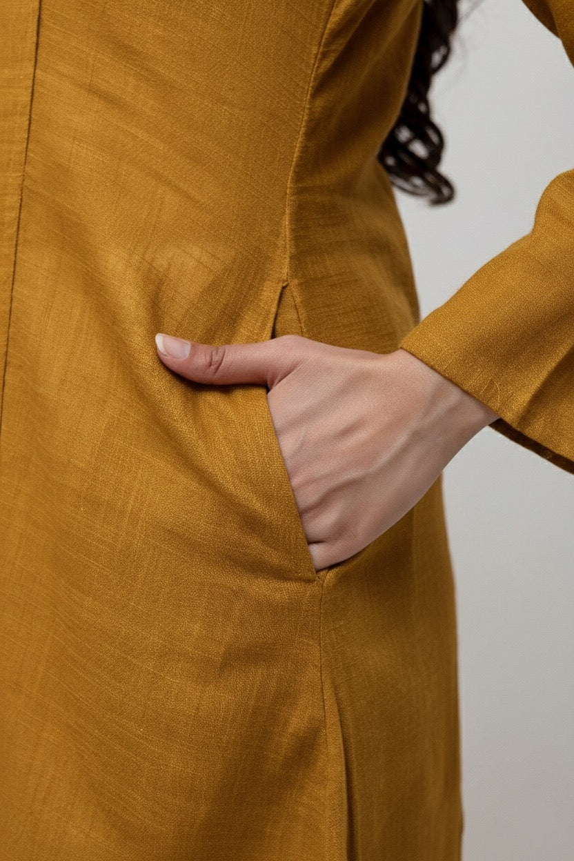 Cotton Classic Yellow Long Kurta