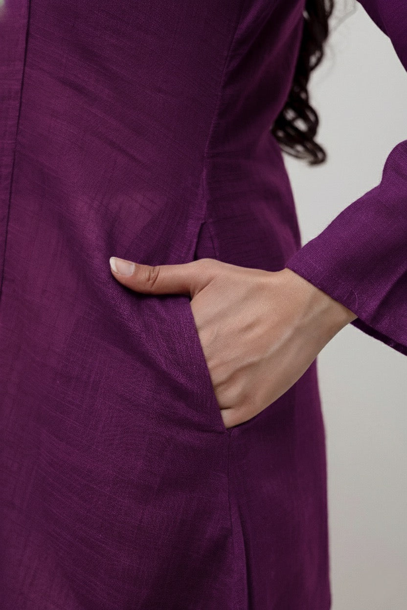 Cotton Classic Purple Long Kurta