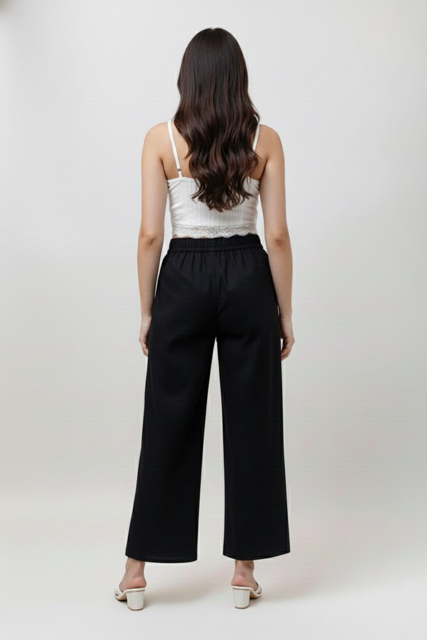 High Waist Black Wide Leg Pant