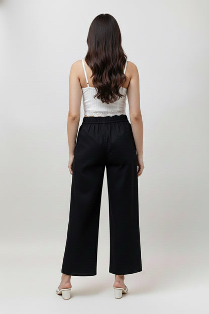 High Waist Black Wide Leg Pant