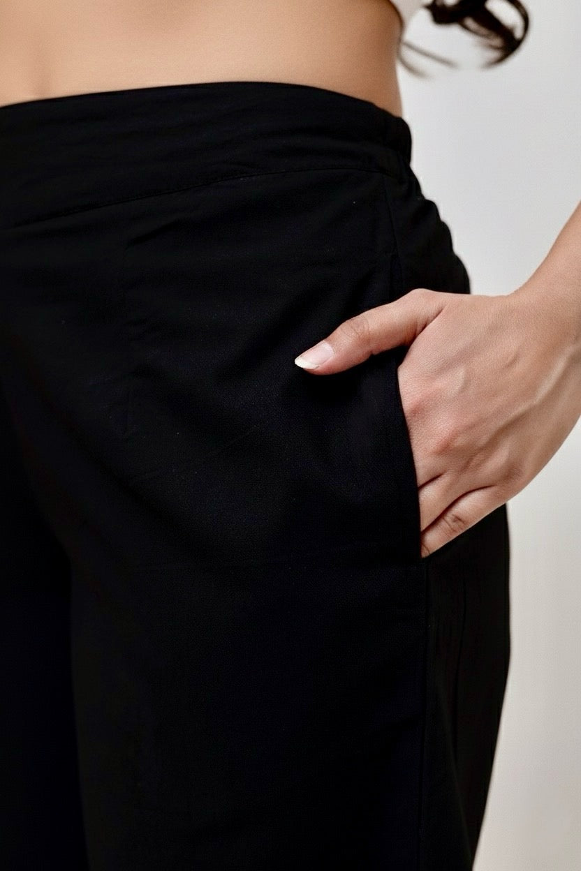 High Waist Black Wide Leg Pant