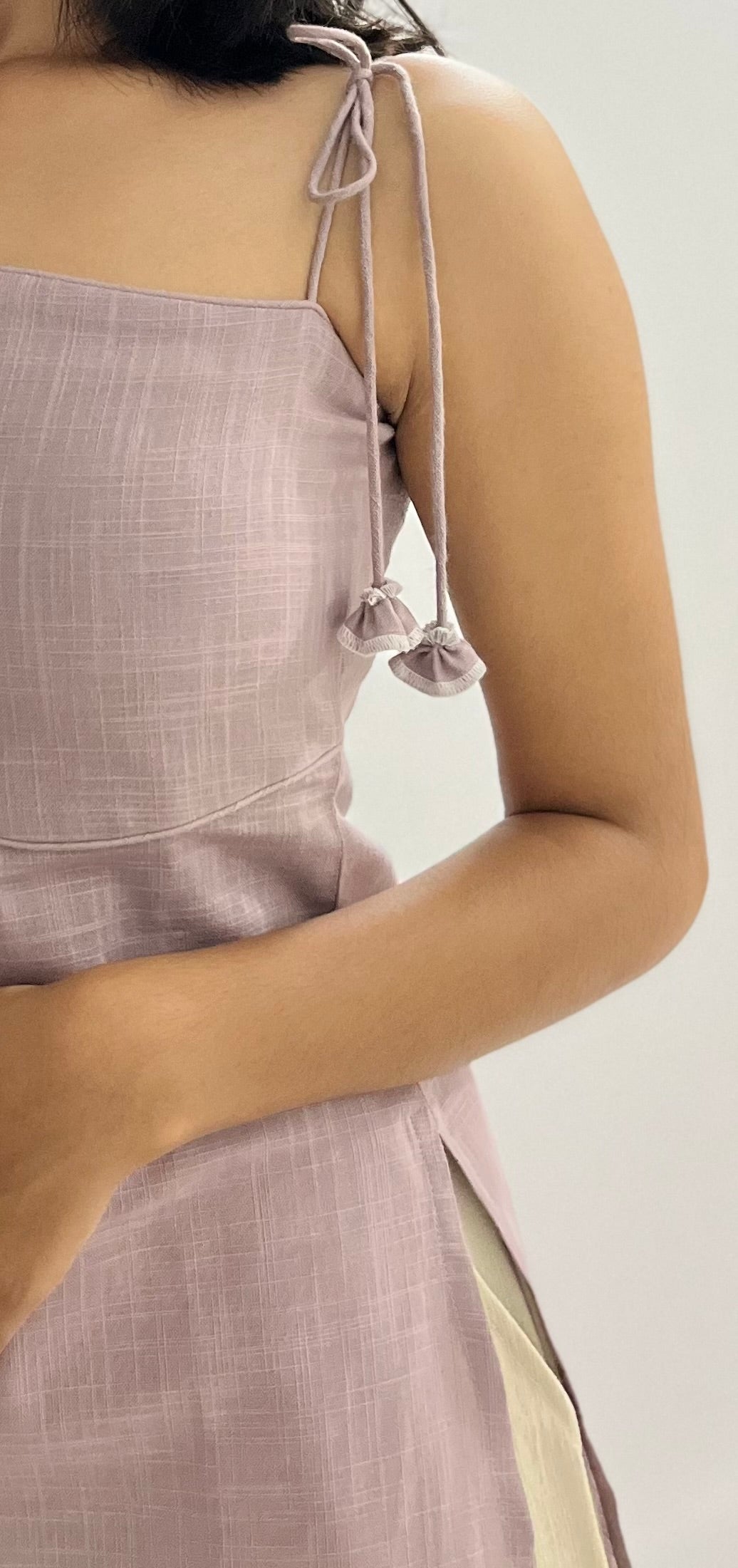 Elara - Mauve Cord Tie-Up Kurtis