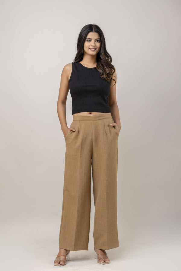 Women Coffee Brown Wide Leg Pant