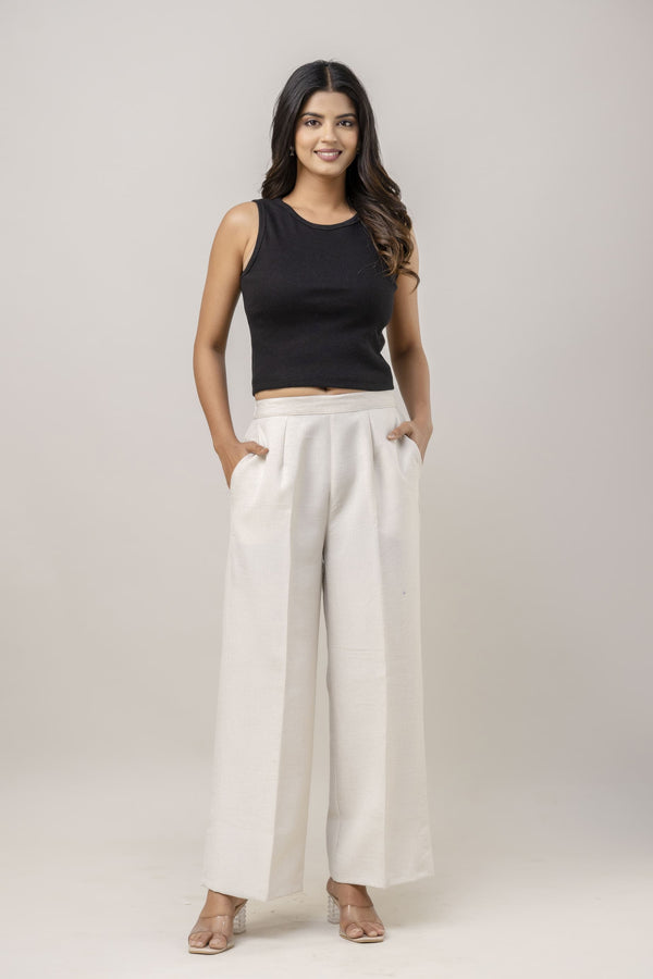 Women White Wide Leg Pant